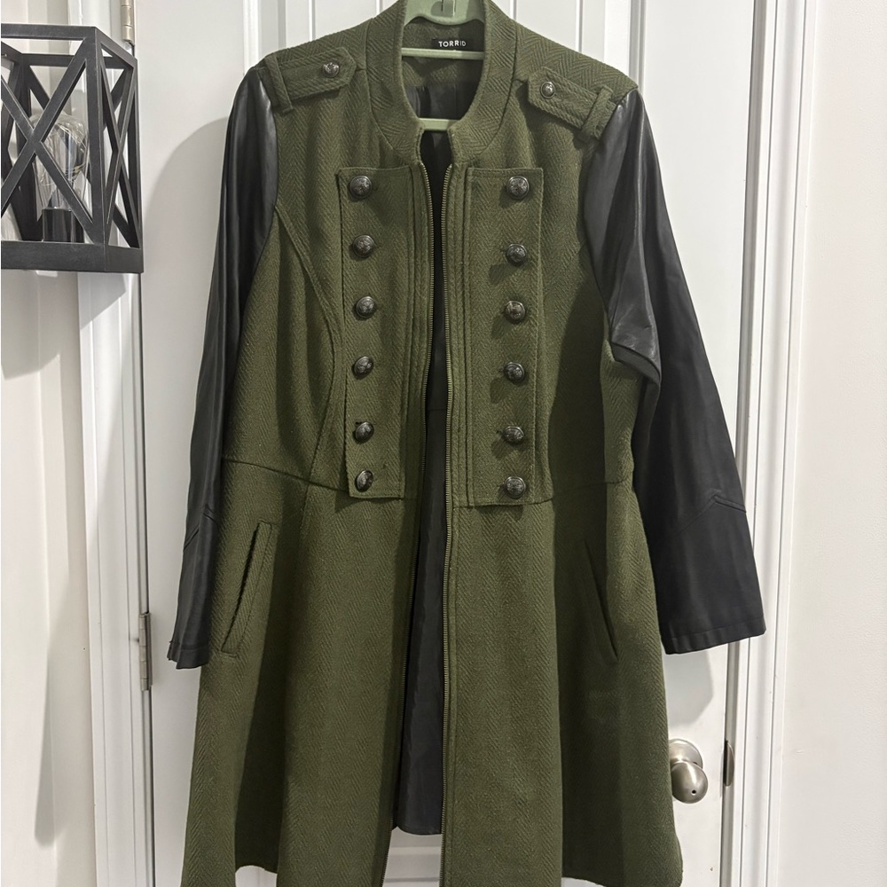 torrid Olive and Black Military-Style Trench Coat Torrid Size 3